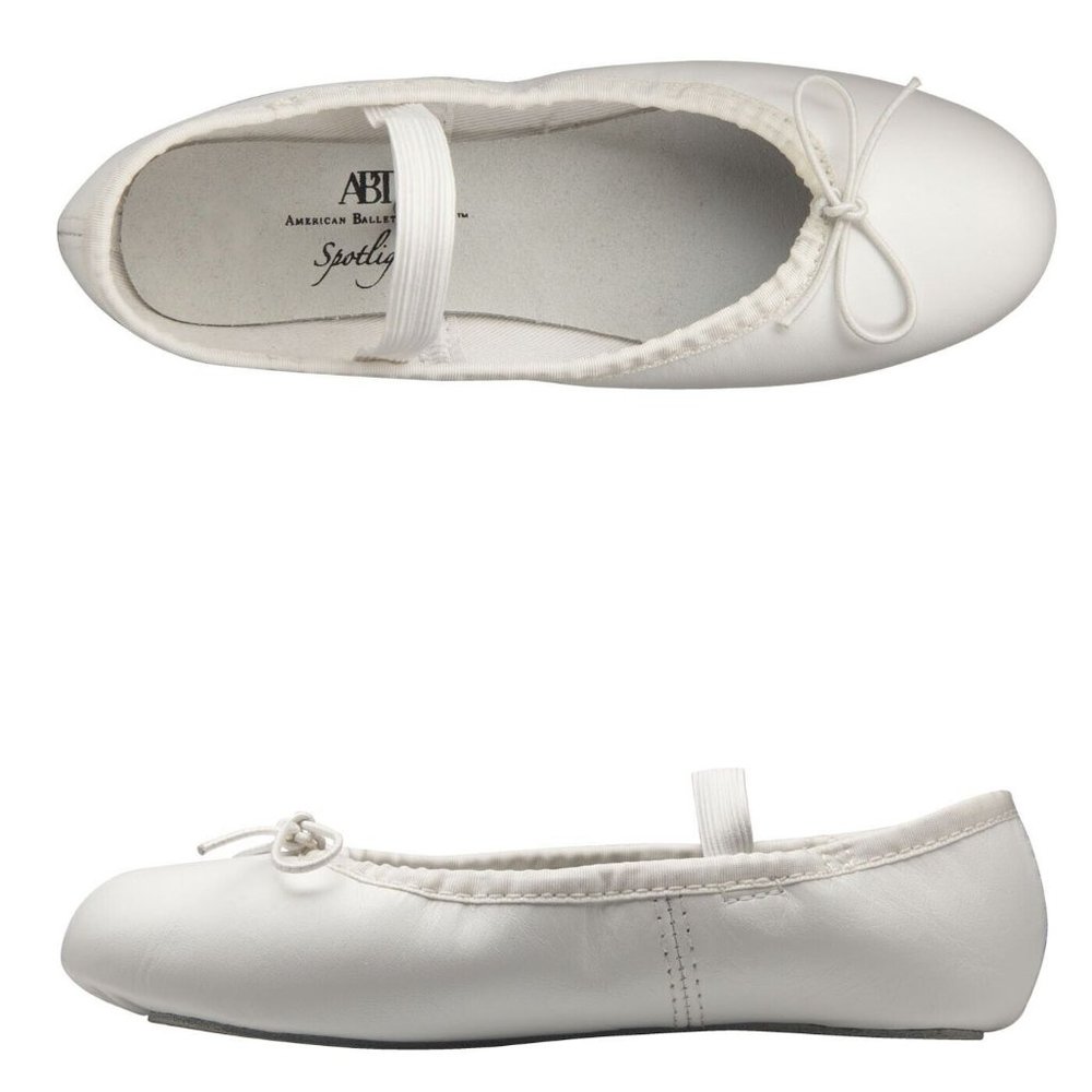 Spotlights Ballet Shoes ABT Girls 13.5 White Leather Full Sole Dance NIB